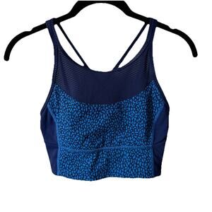 Lululemon 6 Hero Sports Bra Blue Print Mosaic Longline Racerback Active